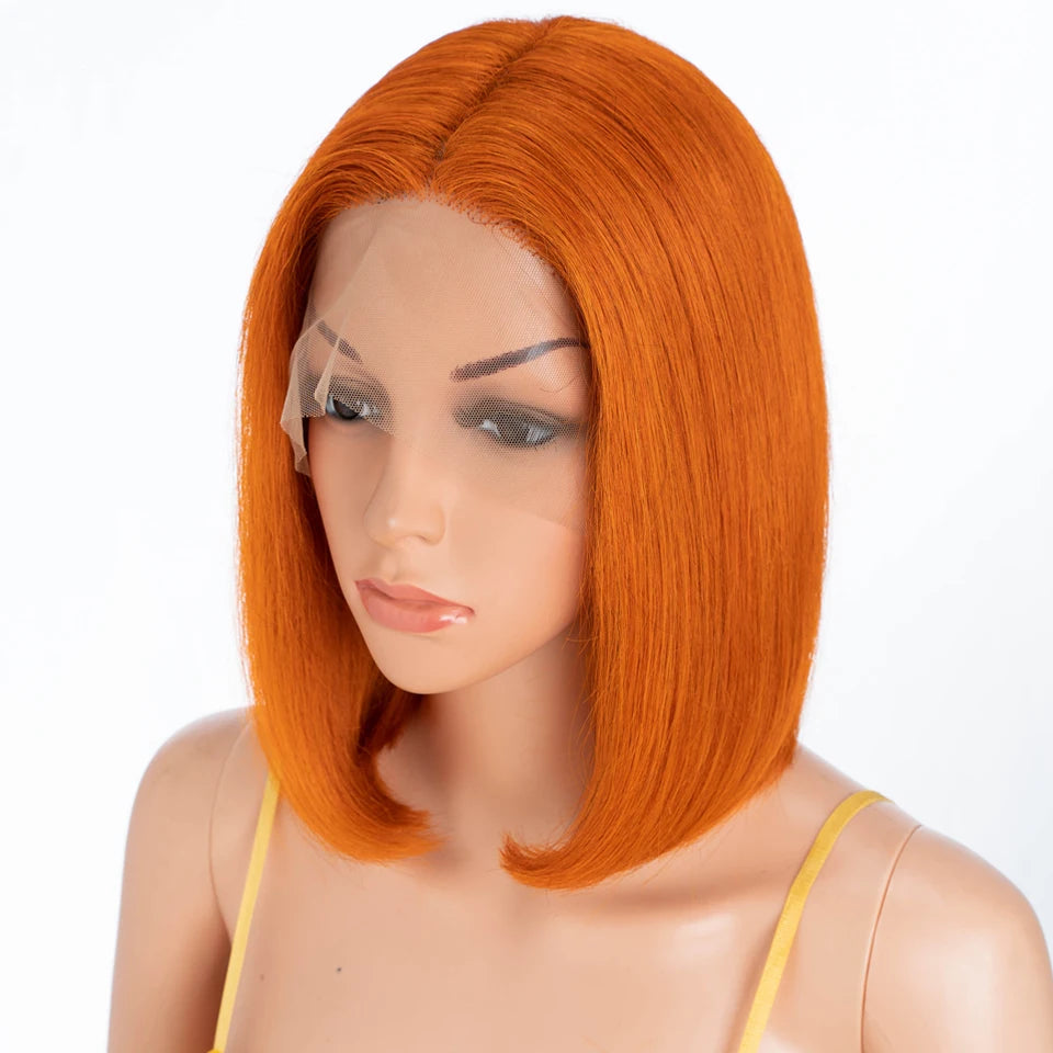 Short Straight Highlight Blonde Lace Front Bob Wig for Women
