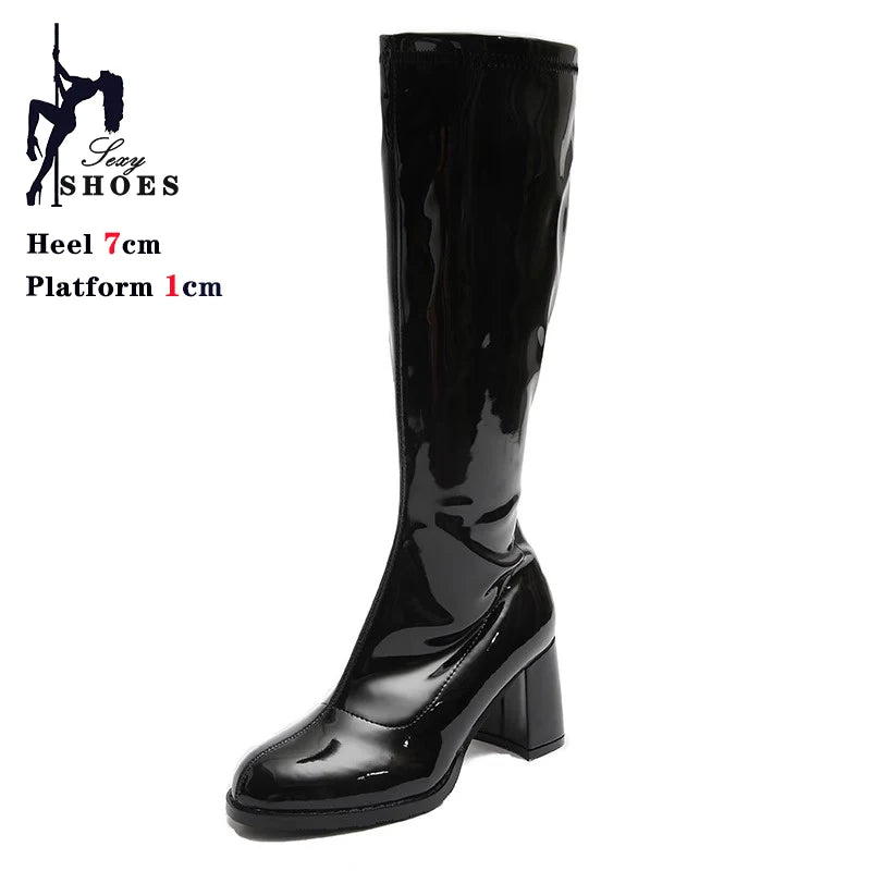 Elegant Shimmering Knee-High Go-Go Boots for Women