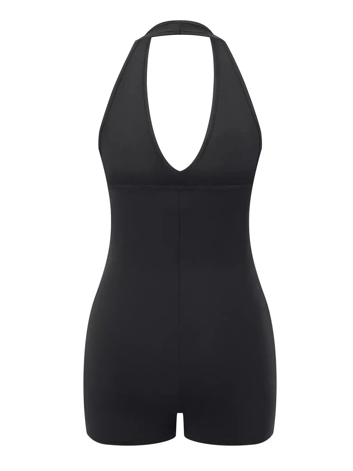 Solid Color Halter Neck Backless Bodysuit for Women