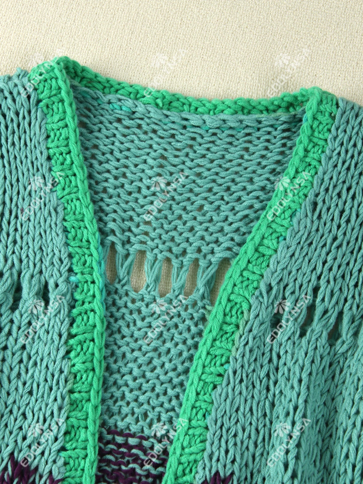 Boho Colorful Luxuriously Handknit Bell Sleeve Crochet Loose Kimono Cardigan 2024 Women Fall Winter Coat Beach Coverup Dress K12