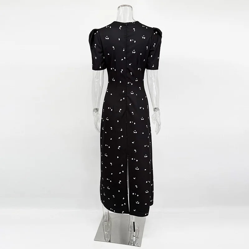 Floral Print Hollow Lace Dress