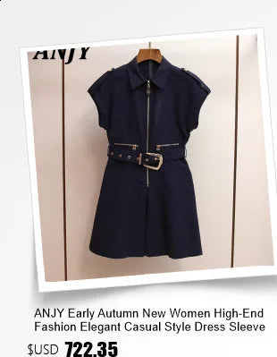 ANJY Summer New Women's Tide High Street Y2K Chic Trendy Sleeveless Halter Neck Backless Waist Cinching Zipper Denim Dress A8053