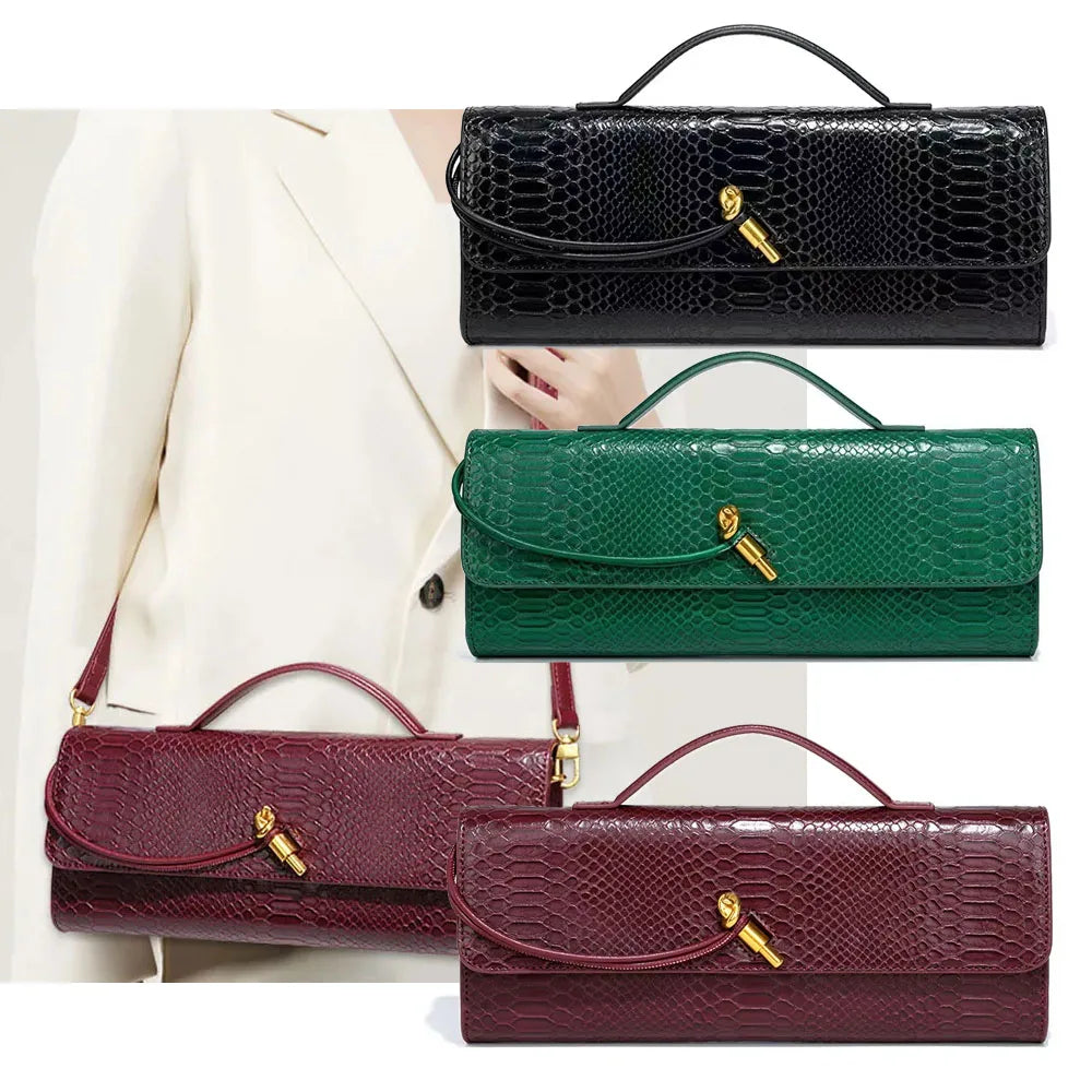 Crocodile Pattern Polyurethane Leather Top Handle Bag for Women