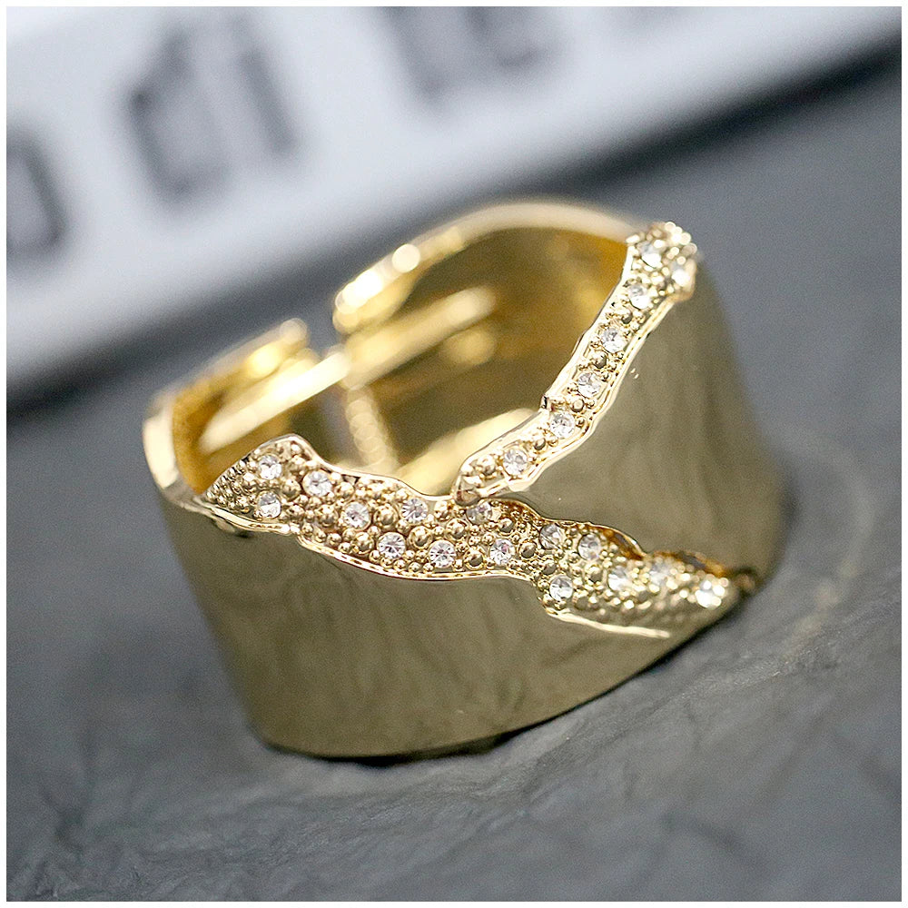 Minimalist Irregular Rhinestone Cuff Bracelet for Women
