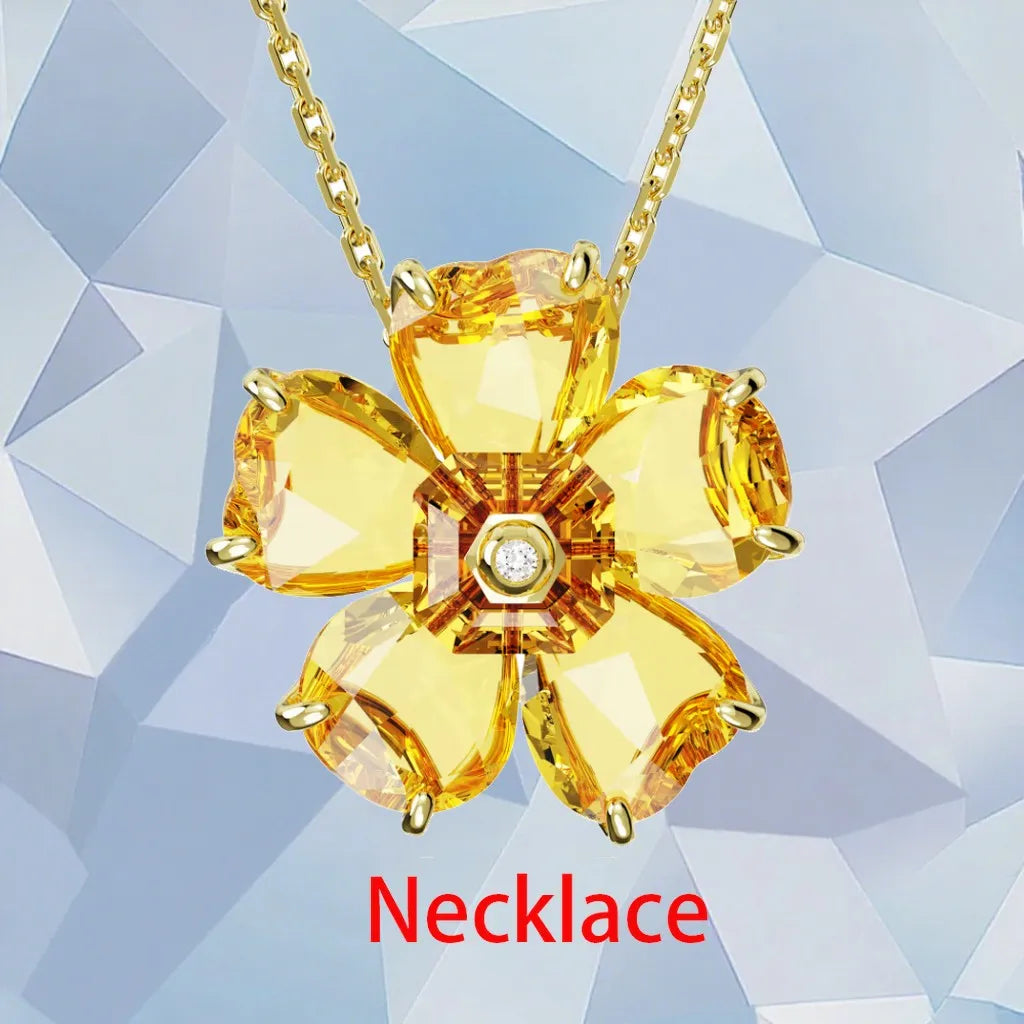 Gold Plated Zirconia Crystal Pendant Set for Women
