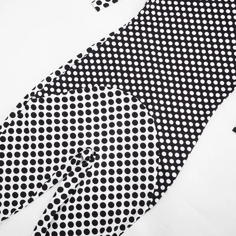 Patchwork Polka Dot Halter Bodycon Romper for Women