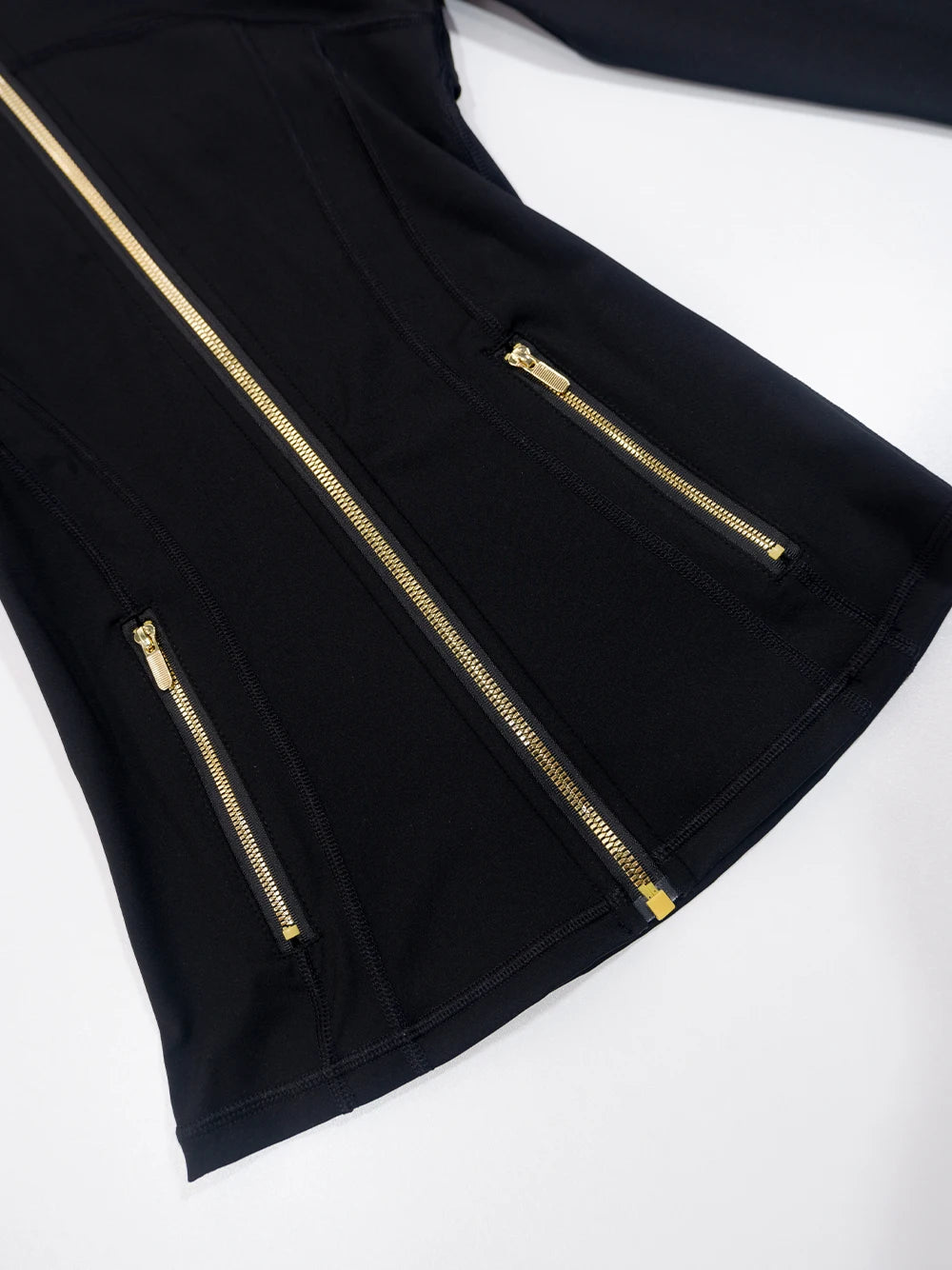 Slimming Gold Zipper Jacket and Yoga Pants Set for Women