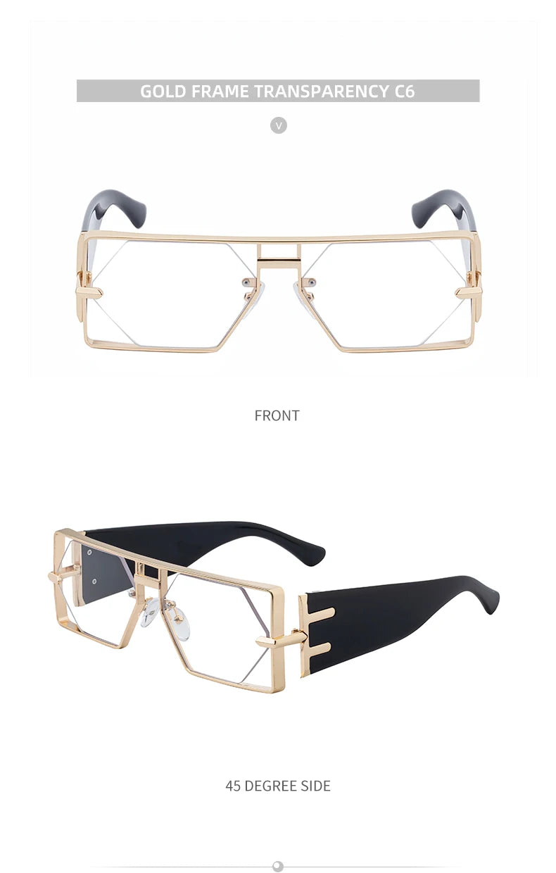 Vintage Hollow Metal Frame Rectangle Sunglasses for Women