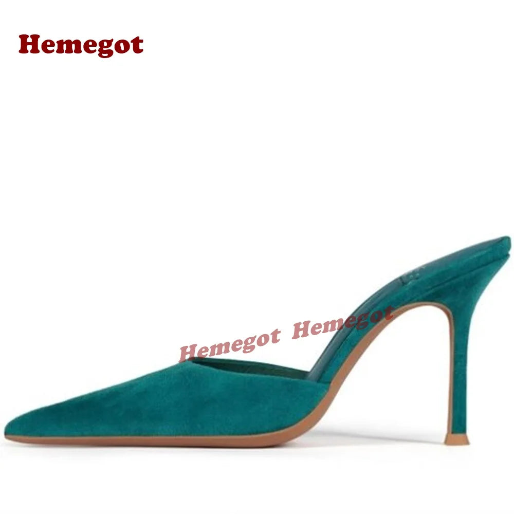 Elegant Blue Suede Pointed Toe Stiletto Heels for Women