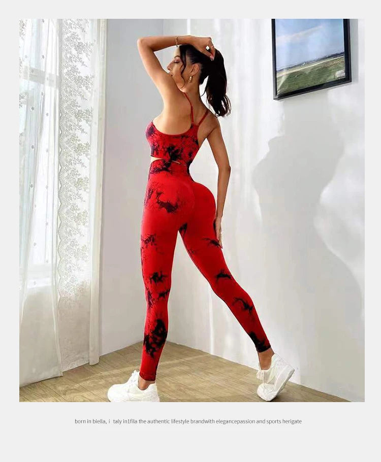 Breathable Tie Dye Yoga Tracksuit Set