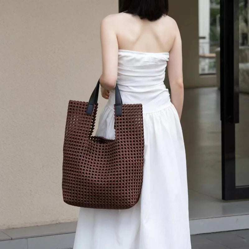 Rope Woven Shoulder Tote Bag
