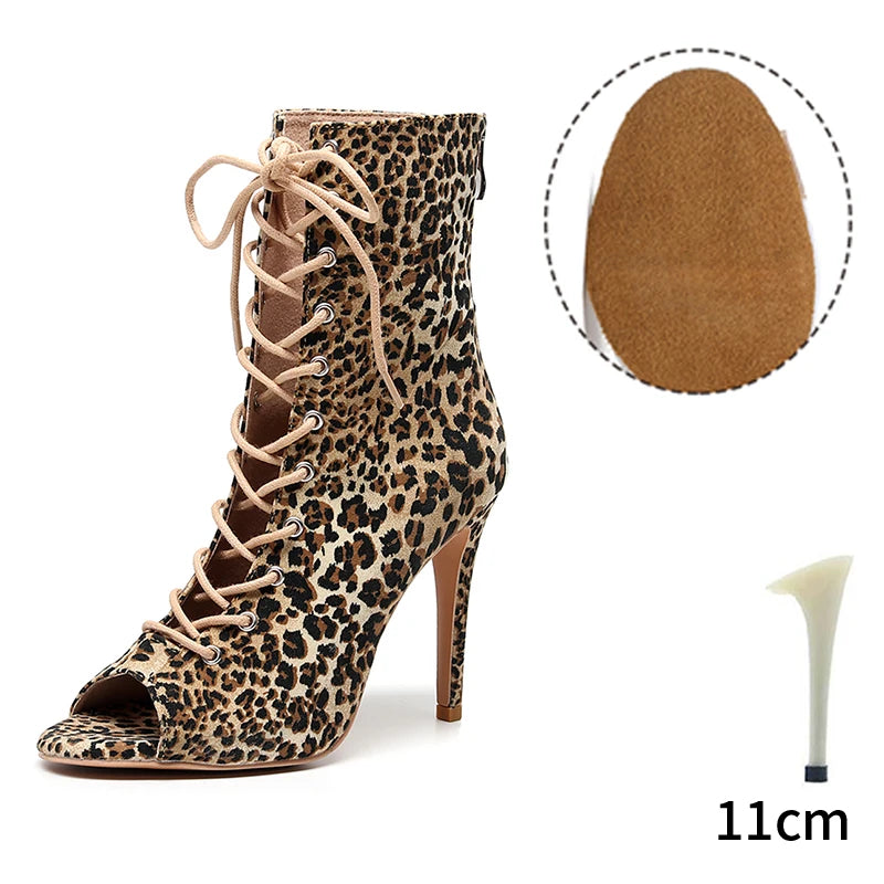 Leopard Print Latin Ballroom Dance Heels for Women