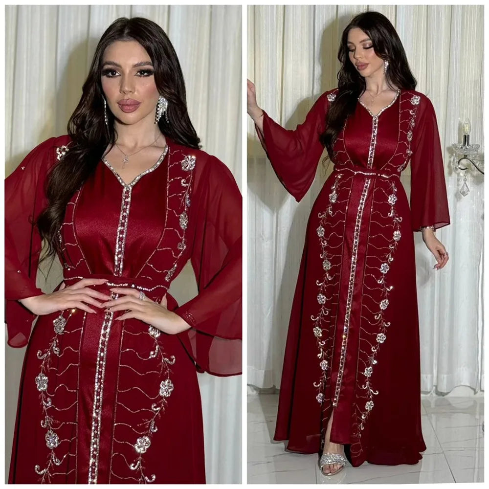 Embellished Chiffon Jalabiya Dress Set for Women