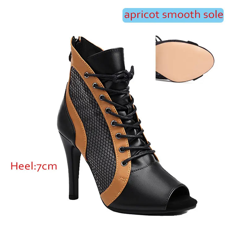 Lace-Up Stiletto Latin Dance Ankle Boots for Women