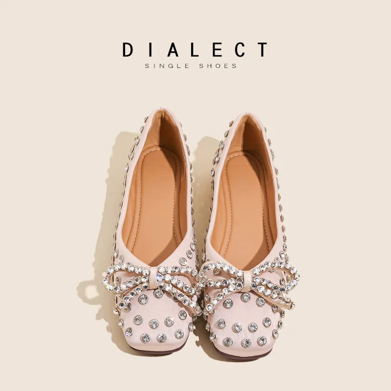 Elegant Rhinestone Bowknot Mary Jane Shoes For Women