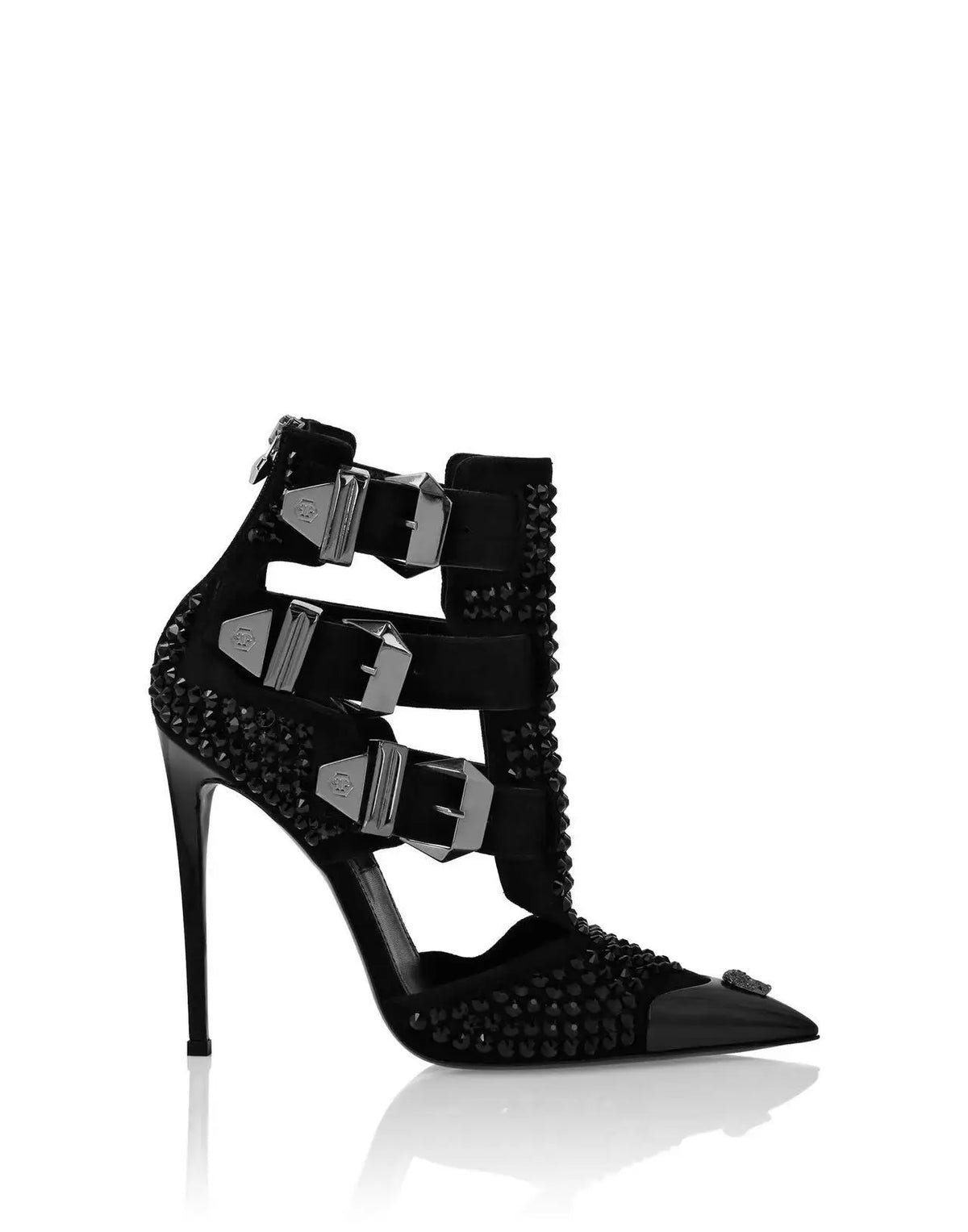 Crystal Embellished Pointed Toe Stiletto Sandals for Women