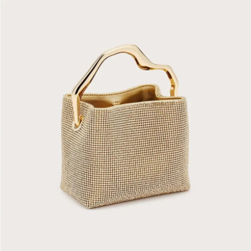Embellished Metal Handle Evening Clutch
