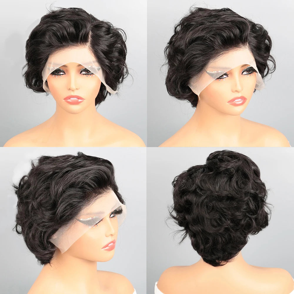 Short Curly Lace Frontal Human Hair Wig for Black Women