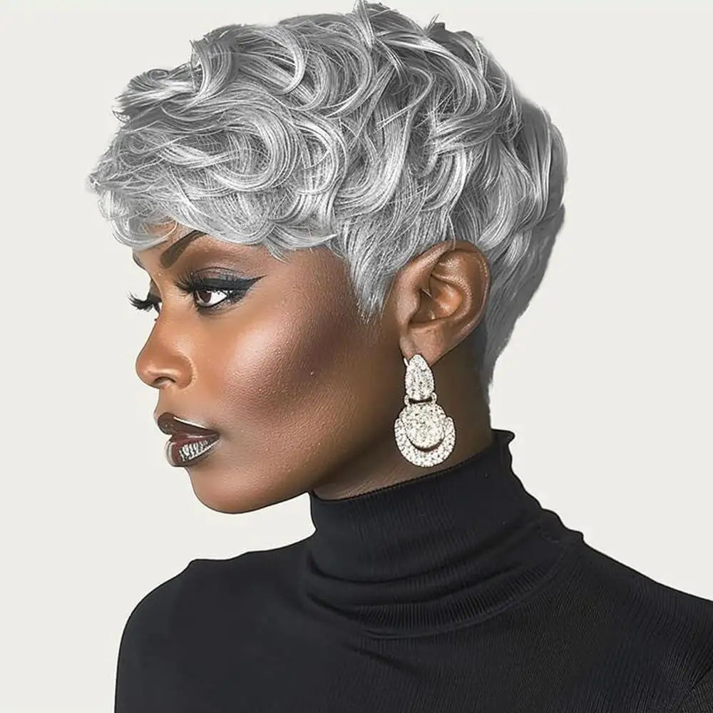 Daily Use Black Short Curly Elf Natural Look Wig for Women