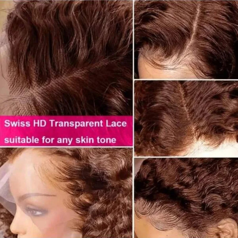 Chocolate Brown Deep Wave Human Hair Wig for Women