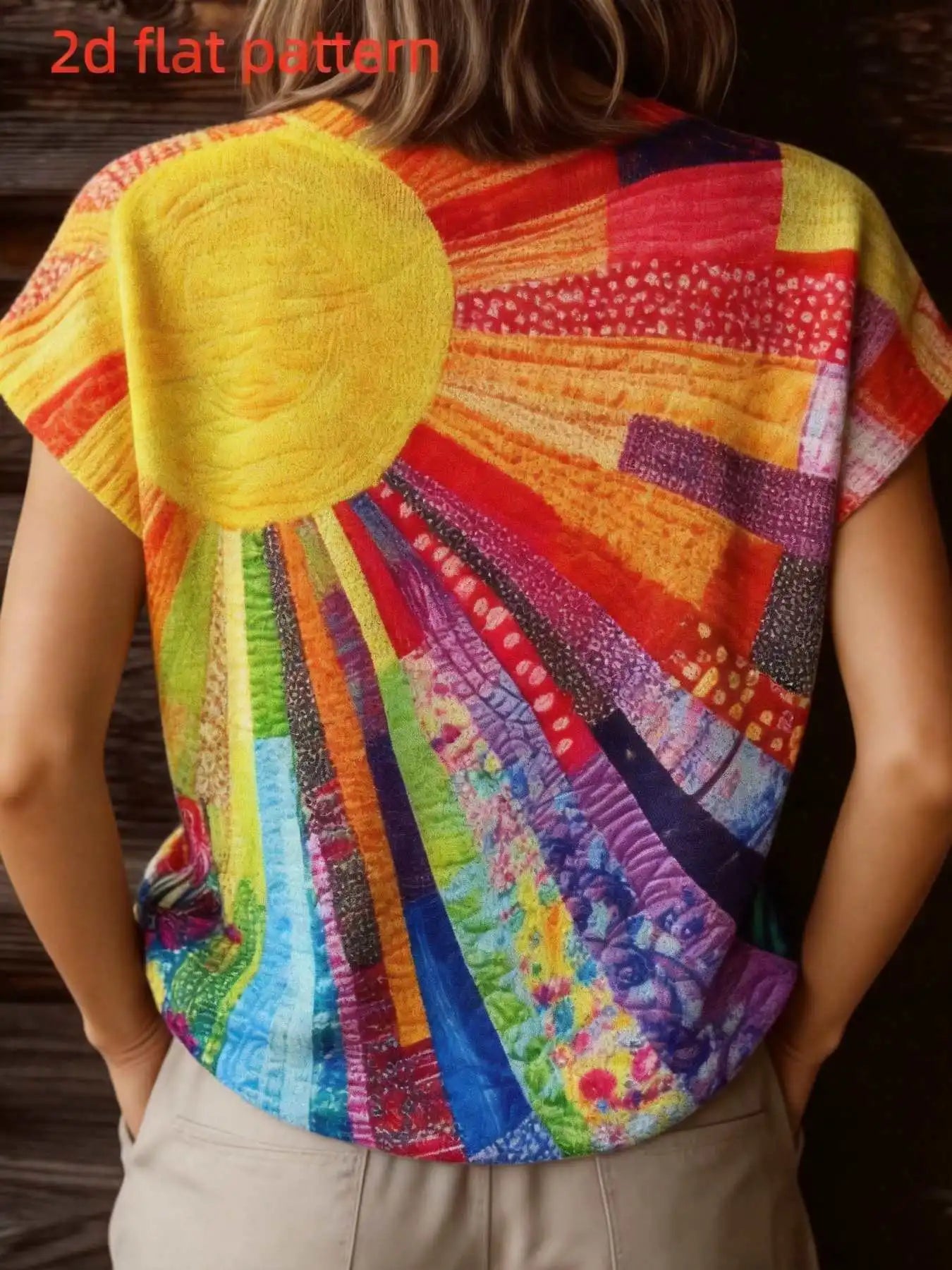 Flat Digital Print Sleeveless Pullover Top for Women