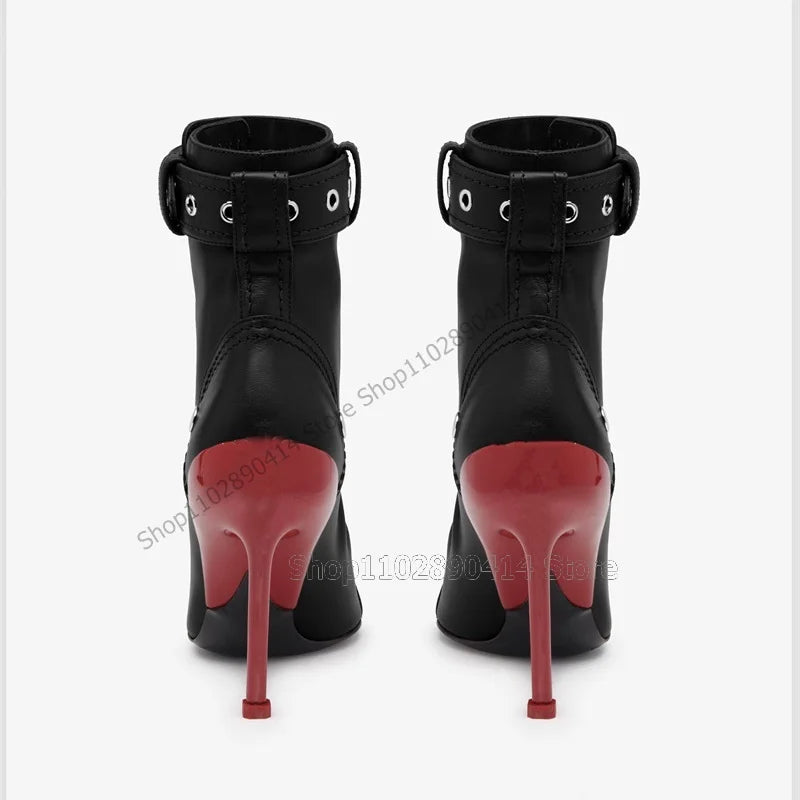 Red Pointed Toe Ankle Boots
