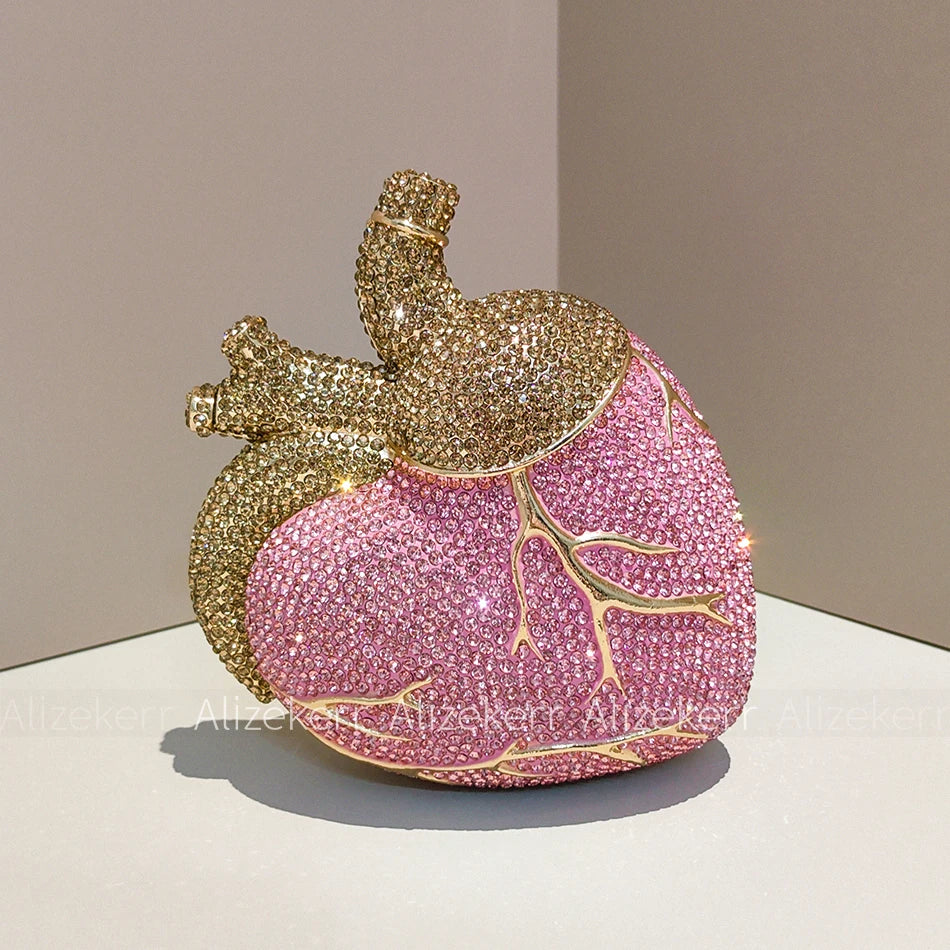 Gorgeous Rhinestone Heart Shaped Evening Bag for Women