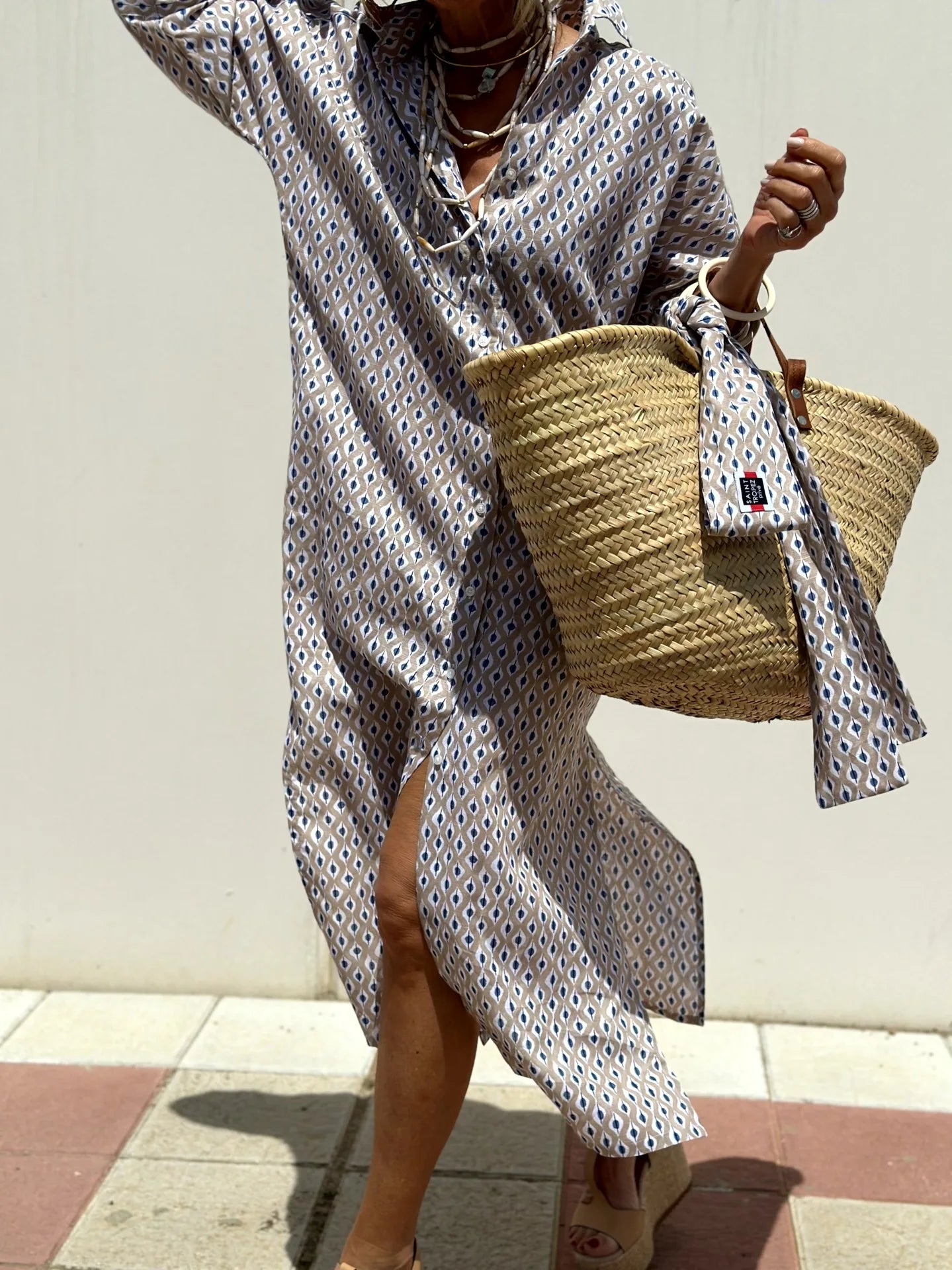 Striped Belted Ankle Length Half Sleeves Lapel Dress for Women
