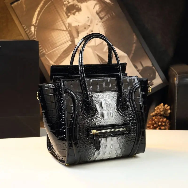 Crocodile Embossed Leather Crossbody Bag for Women
