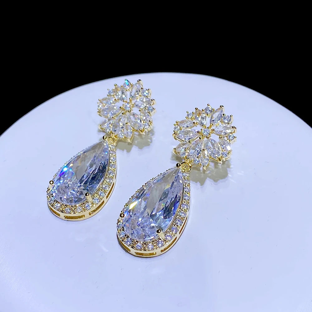 Elegant Sparkling Cubic Zirconia Drop Earrings for Women