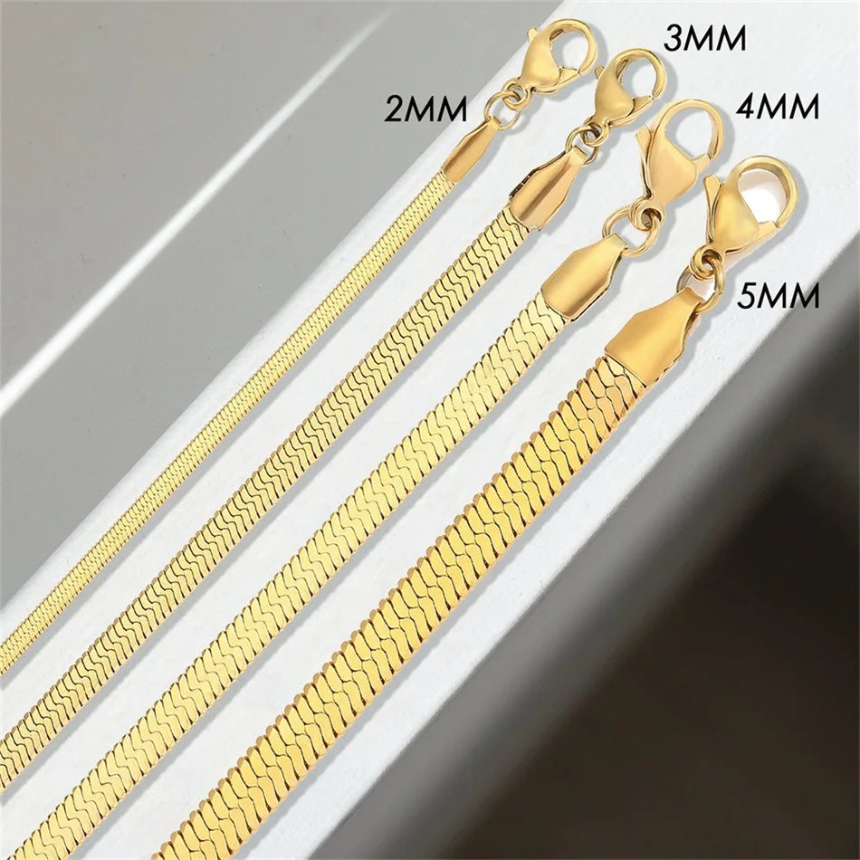 Gold Tone Stainless Steel Figaro Chain Bracelet for Women