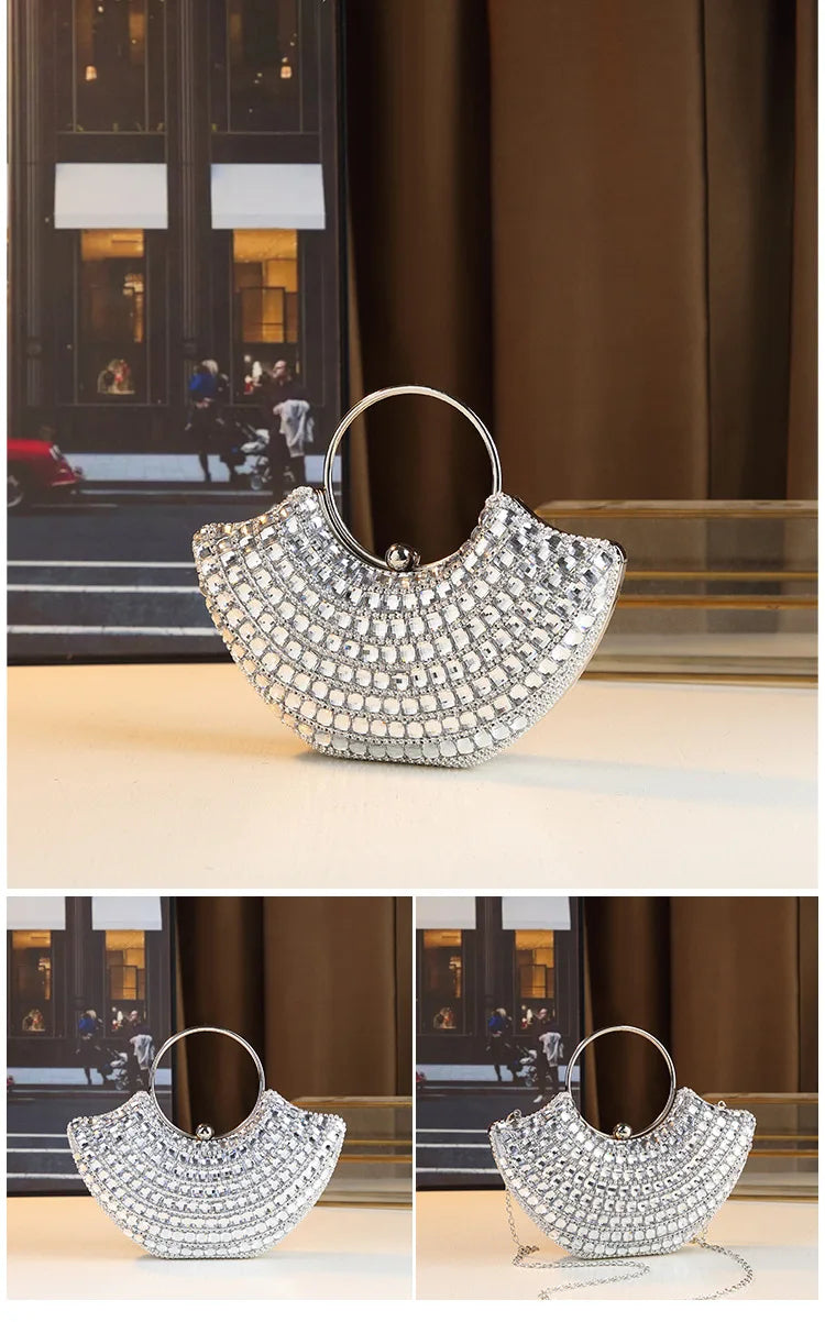 New Evening Women's Bag Luxury Brand Diamond-encrusted Sparkling Dinner Party Handbag Diamond-encrusted Women's Shoulder Bag