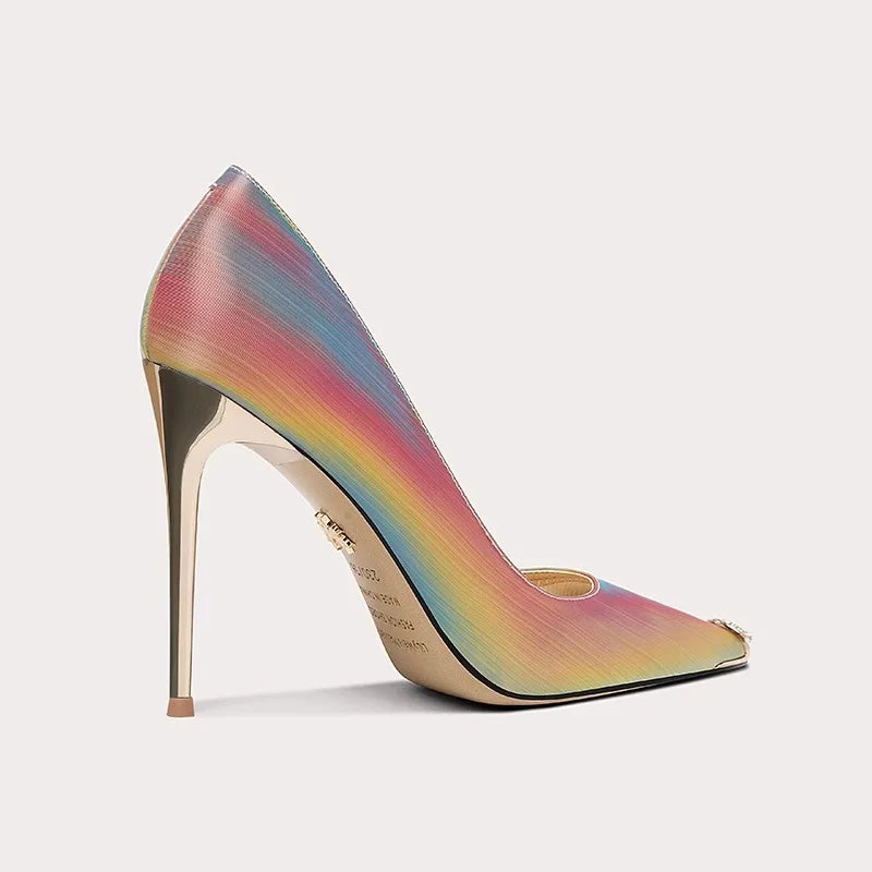 Rainbow Color Pointed Toe High Heel Stiletto Pumps for Women
