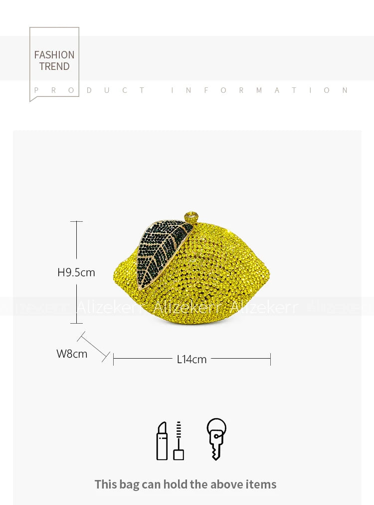 Elegant Lemon Shaped Diamond Evening Bag for Women
