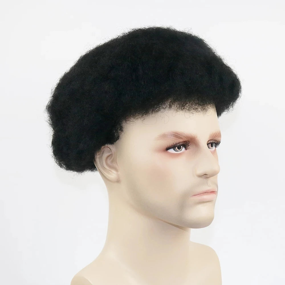 Natural Afro Curly Human Hair Toupee Replacement for Women