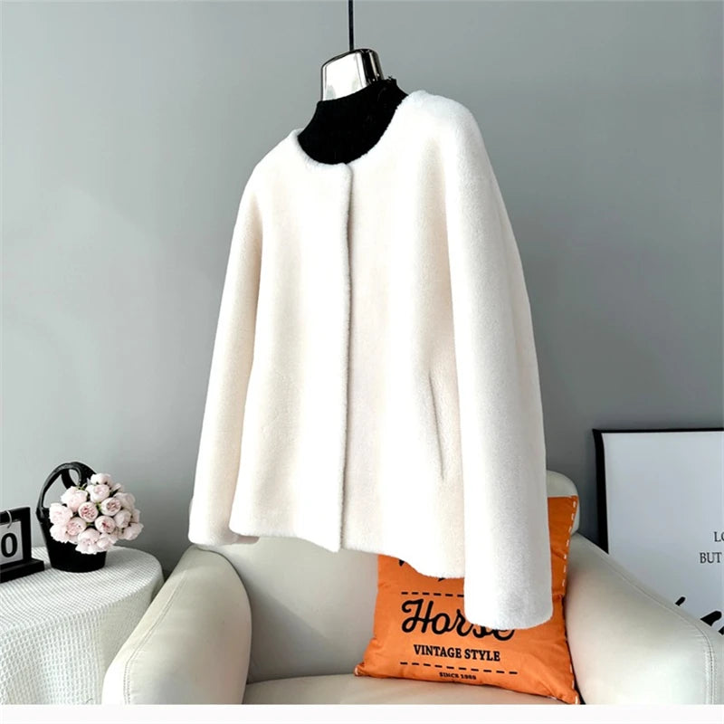Real Shearling Wool Coat