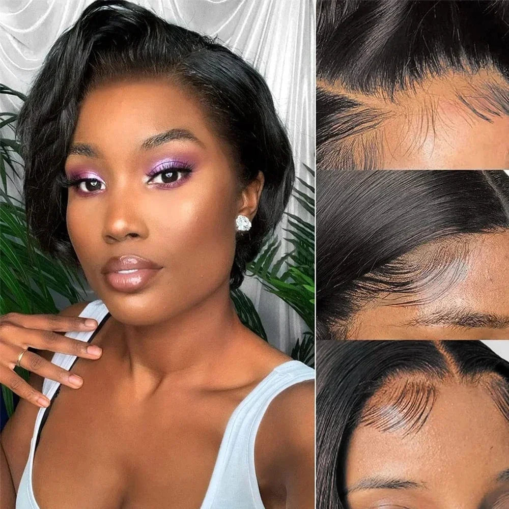 Straight Side Part Lace Front Pixie Bob Wig for Women
