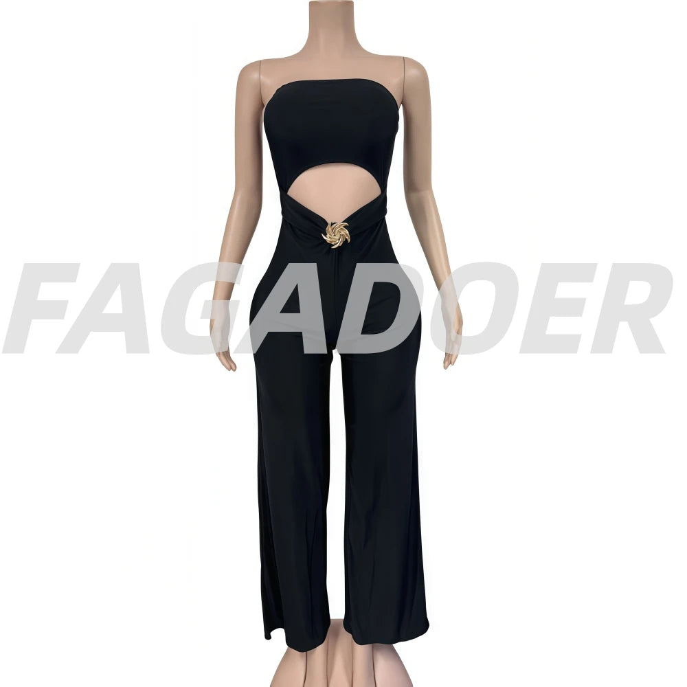 Elegant Solid Color Sleeveless Backless Jumpsuit for Women