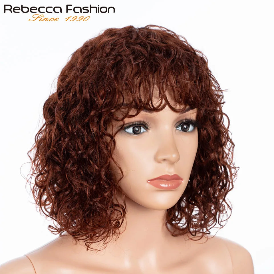 Natural Short Curly Glueless Human Hair Bob Wig for Women