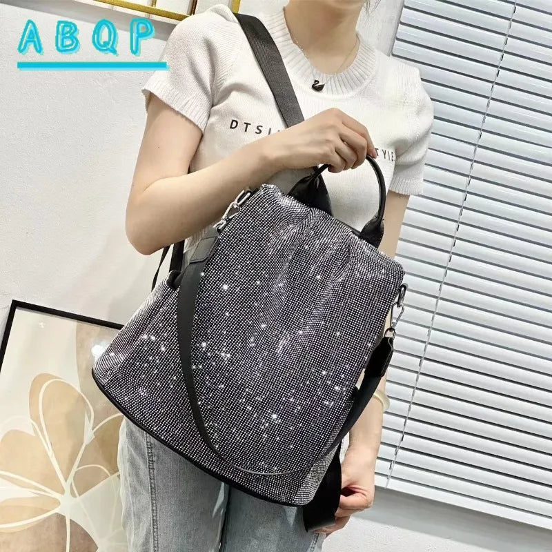 ABQP New Women's Diamond Backpack Large Capacity Women's Backpack Multifunctional Fashion Hot Diamond Casual Travel Backpack