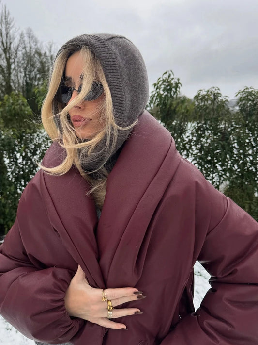 PU Leather Women's Cotton Coat Vintage Laple Full Sleeve Thicken Pockets Female Parka Jackets 2025 Autumn Winter Lady Streetwear