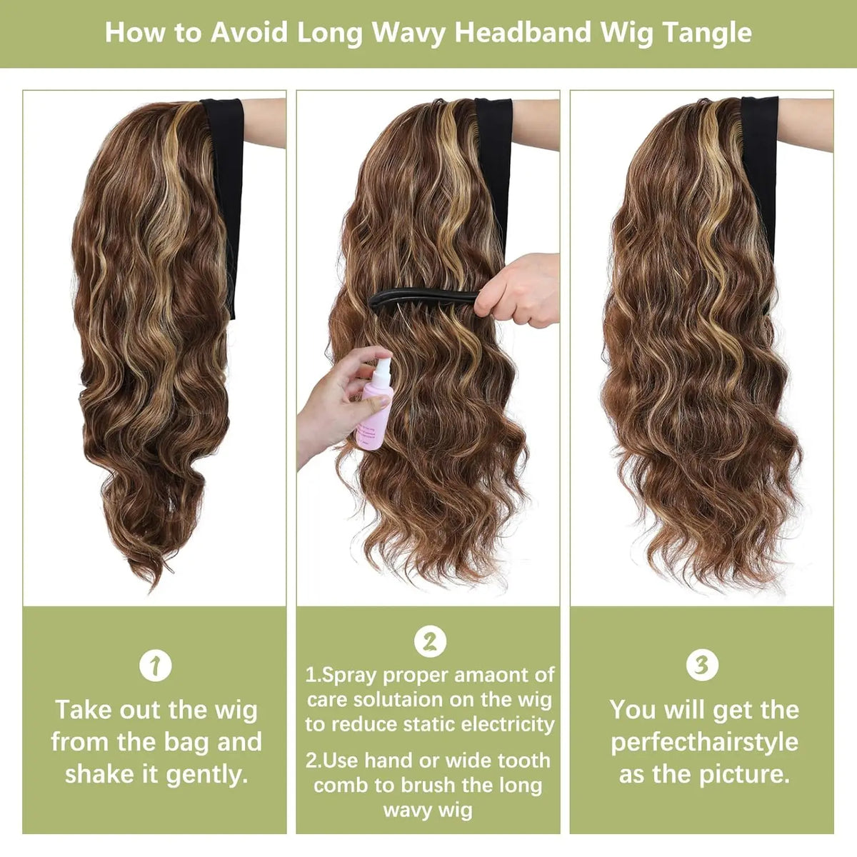Long Brown Blonde Wavy Headband Wig