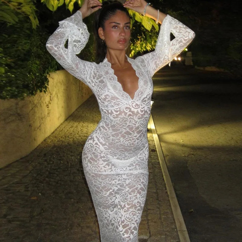 Lace Hollow Maxi Dress