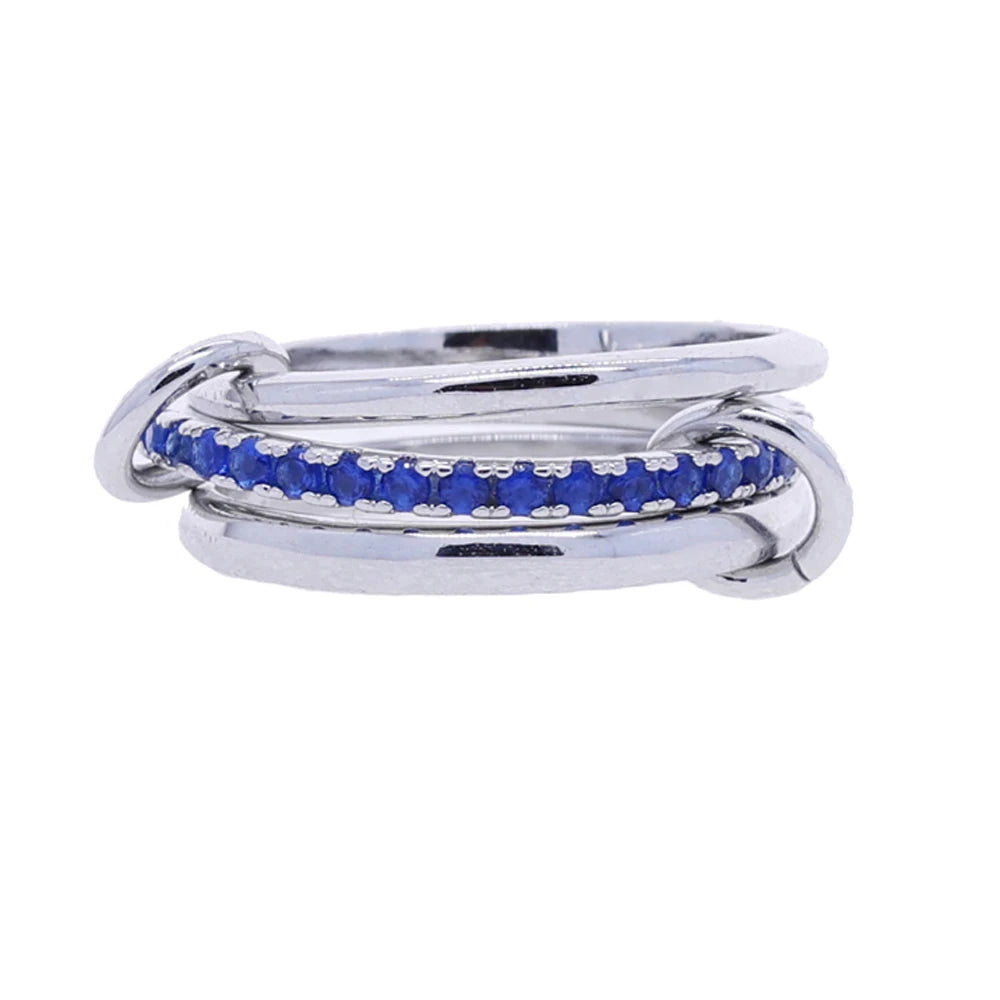 Gold Tone Pink Zircon Stacking Band Rings for Women