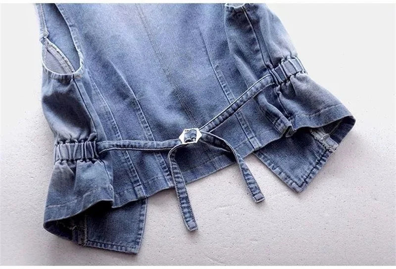 Sleeveless Double Breasted Denim Cowboy Vest for Women