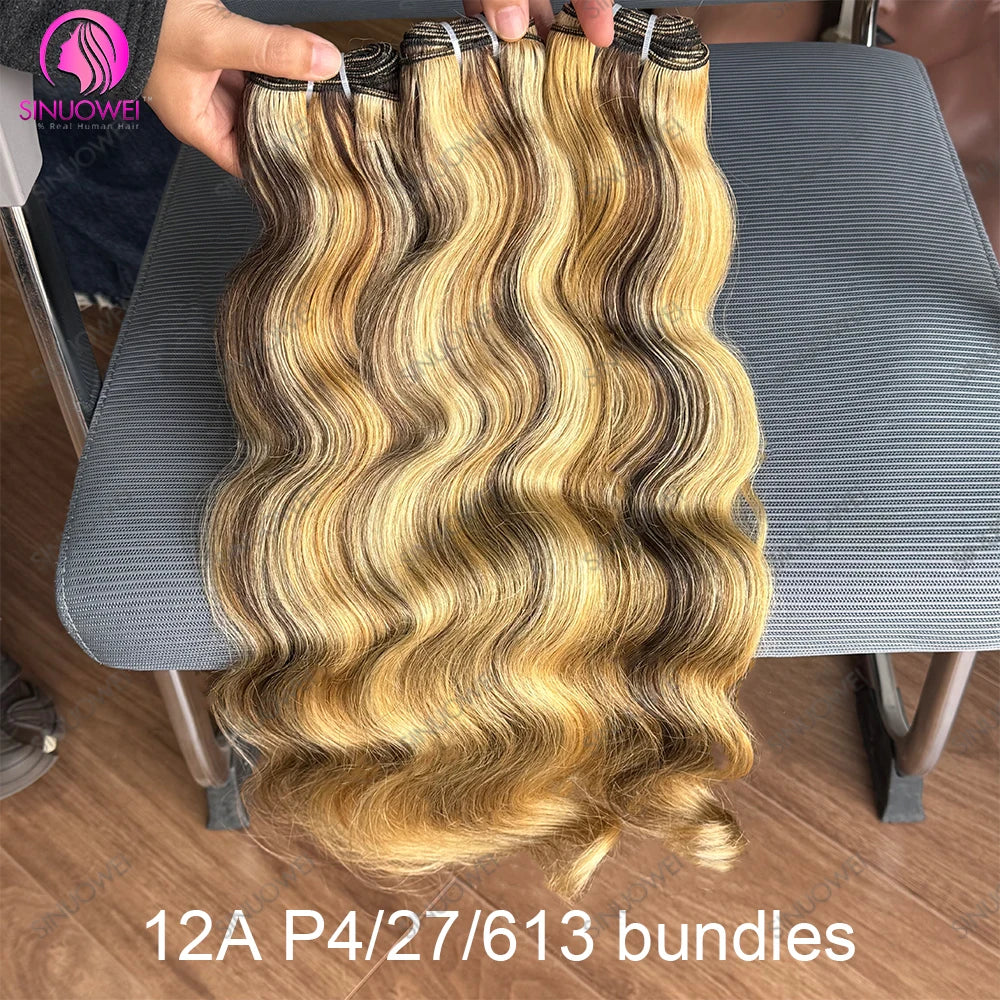 Honey Blonde Highlight Body Wave Hair Bundles for Women