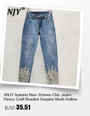 ANJY Autumn New Women's Streetwear Y2K Chic Fashion Safari Style Niche Personality Spliced Button Jeans Casual Denim Pants A7689