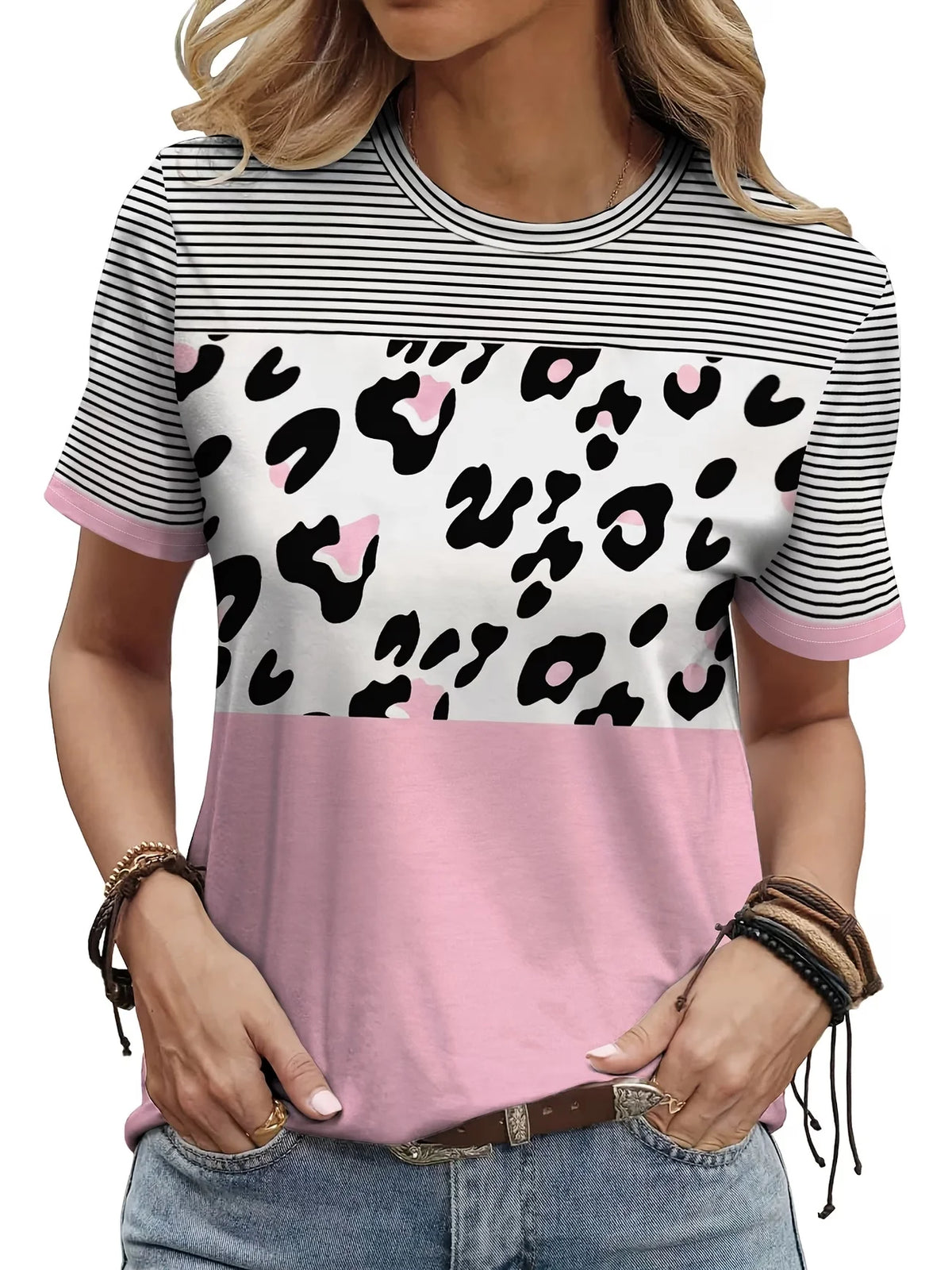 Casual Soft Oversized Rainbow Striped Tshirt For Women