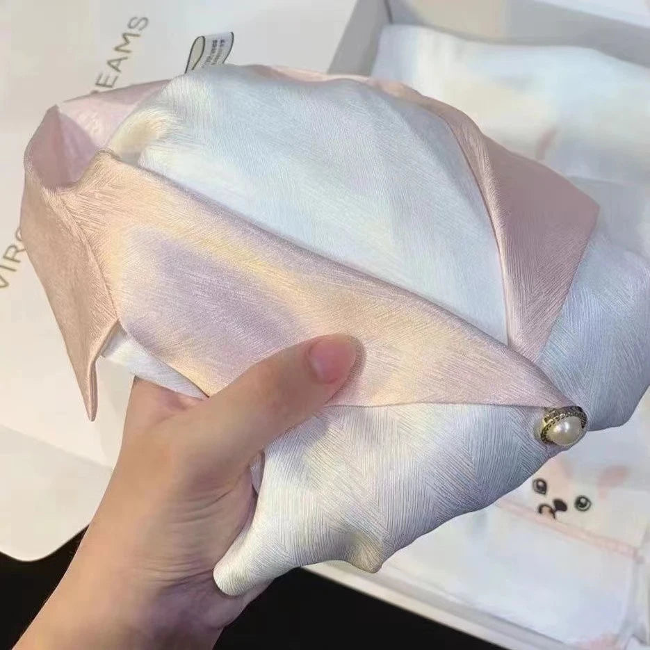 Flowers Twill Print Classy Women's Pajamas Spring Autumn Two-piece Sets Long Female Lounges Simulated Silk 2024 New Y2k Homewear