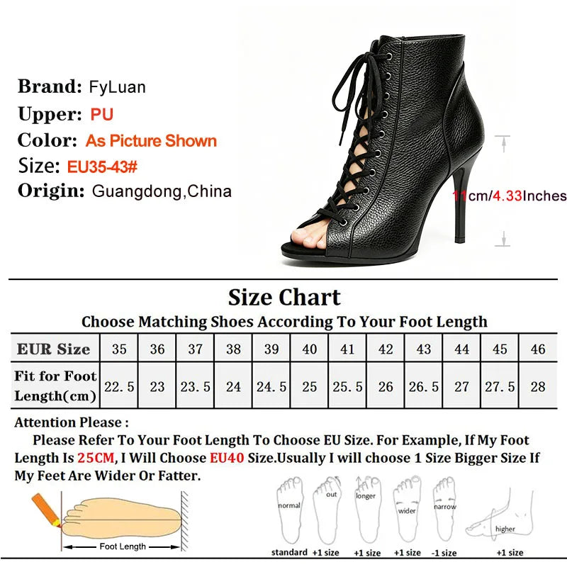 Black Peep Toe Stiletto Ankle Boots